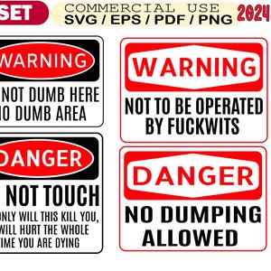 Lustiges Warnschild SVG, sarkastische Zitatschilder Bundle, Gefahr und Warnung SVG Set, Cricut Projektdateien Lustige Schilder, DIY Lustige Wandschilder SVG