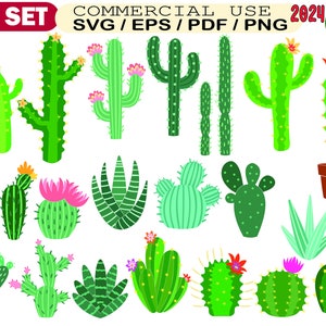Cactus SVG, Cactus svg Bundle, Cactus svg fichier pour Cricut, Cacti Cut file svg, cactus silhouette svg, cactus coloré svg, cactus pour décor svg