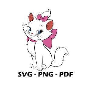 Marie svg, Chat - 3, chat svg, chat pdf, chat png, chat blanc CriCut, aristochats svg