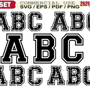 Alphabet décoratif SVG, paquet de dessins de lettres texturées, fichiers de coupe alphabet Cricut, pack SVG de lettrage vintage, ensemble SVG de lettrage monogramme