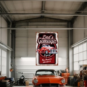 Dad's Garage Sign, Vintage Car Poster, Retro Garage Decor, Custom ...
