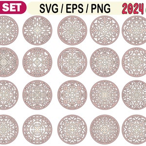 File tagliati al laser fai da te, Mandala intricati SVG, disegni di ornamenti rotondi, motivi circolari decorativi, file Mandala Cricut, modelli circolari di taglio laser
