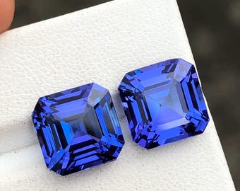 Naturlig Tanzanit Asscher Cut AAA-par, fasetterad lupp ren Tanzanitsten, värdefull ädelsten för judar, felfri Tanzanit, 12 karat