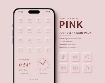 Pink Minimalist App Icons for iPhone | Custom Homescreen Icons and Widgets | Designed for iOS and Android