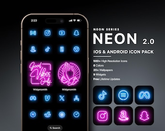 Cyberpunk Neon iOS Icon Pack, Minimal iOS Icon Pack, Cyberpunk aesthetic, Minimal iOS Icon Pack, Dark Mode Icon Pack, Colorful iOS Icons