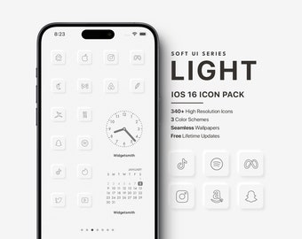 340 White Minimalist App Icons for iPhone | Custom Homescreen Icons and Widgets | Designed for iOS 15 & 16