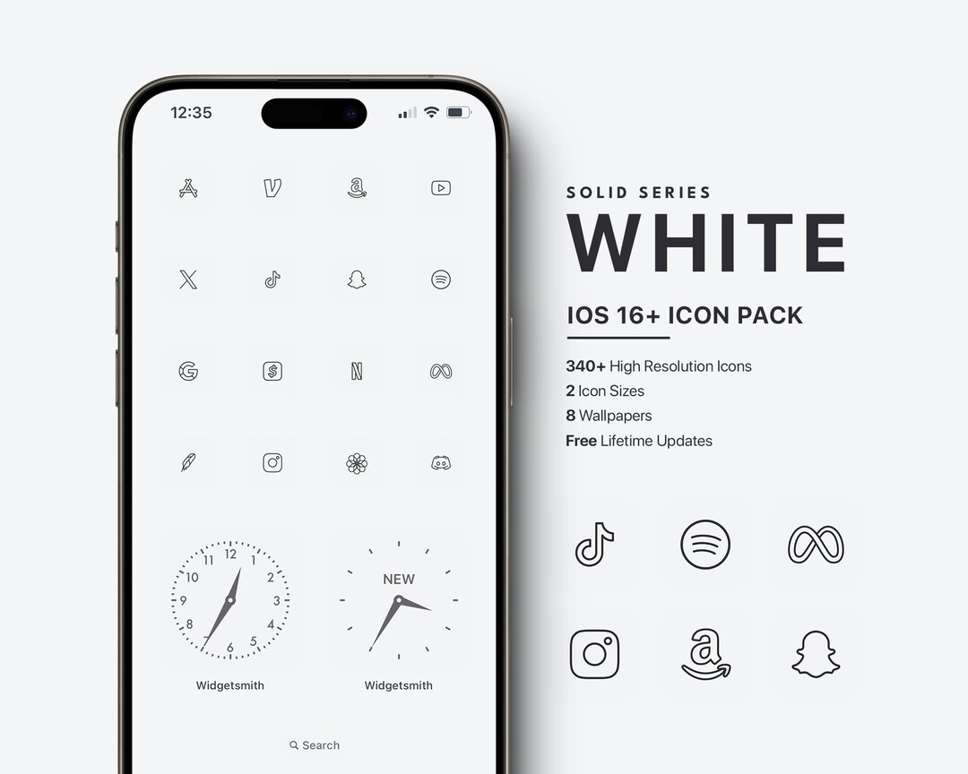 White Ios Icon Pack, Minimal White Icon Pack, Black and White Icon Pack