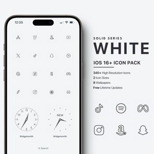 White iOS Icon Pack, Minimal White Icon Pack, Black and White Icon Pack, White Minimal iOS Icon Pack, White Mode Icon Pack, Light Aesthetic