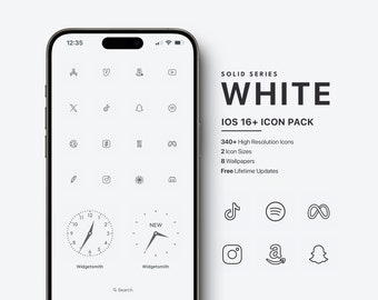 White iOS Icon Pack, Minimal White Icon Pack, Black and White Icon Pack, White Minimal iOS Icon Pack, White Mode Icon Pack, Light Aesthetic