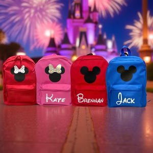 Minnie & Mickey Inspired Custom Personalized Backpack Disney Vacation Travel Park Backpack For School Airplane Carry On Cruise Bag
