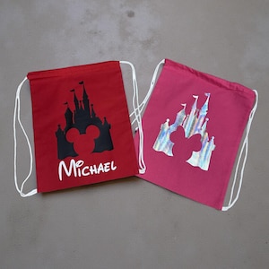 Minnie & Mickey Inspired Drawstring Bag | Princess Castle Cinch Bag