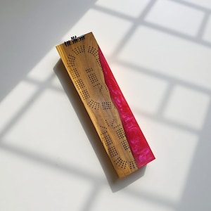 Hot Pink Girly Handcrafted Wood Cribbage Board 4 Track Player Cribbage Board with Pegs, Unique Cribbage Board Card Game Gift for Mom, Her
