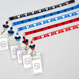 Mickey Mouse Inspired Lanyard with ID Holder Disney Inspired Lanyard for Disney Park Visitors Disney Cruise Travel Accessories Teacher Pass