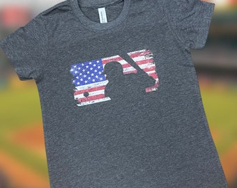 Patriotyczna koszulka baseballowa z flagą USA, zniszczona, zabytkowa koszulka baseballowa, unisex, miękka koszulka, prezent dla fanów baseballu
