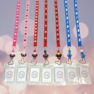 Minnie Mickey Stitch Inspired Lanyard with ID Holder Disney Lanyard for Disney Park Visitors Disney Cruise Travel Accessories Teacher Pass