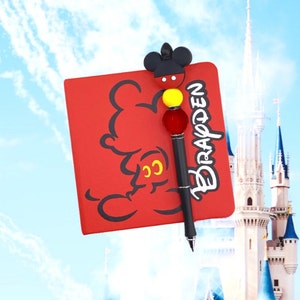 Mickey Inspired Custom Autograph Book Matching Pen Personalized Character Signature Book for Disney Trip Cruise Classic Mickey Gift for Kids