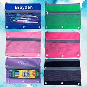 Trousse d'écolier personnalisée à 3 anneaux | Organisation du classeur | Sac de poche zippé