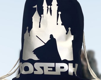 Personalized Darth Vader Canvas Drawstring Bag, Star Wars Theme