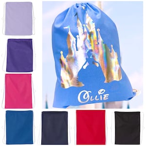 Cinderella Castle Inspired Personalized Drawstring Magic Kingdom Gift Bag Dreamy Castle Travel Sack Princess Fairy Tale Gym Bag for Kids