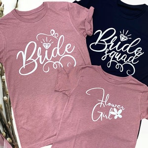 Bride To Be Matching Bridal Party T-shirt Bachelorette Weekend Trip Getaway Bride Squad Wedding Flower Girl Lightweight Short Sleeve