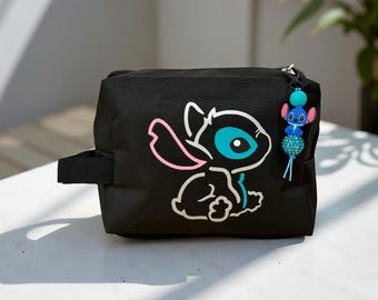 Stitch Inspired Multi Purpose Functional Zippered Bag Pouch Toiletry Bag Makeup Bag School Supplies Art Electronic Cord Storage Vacation