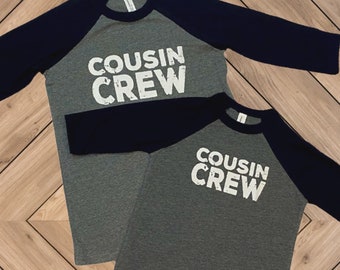 Magliette abbinate per cugini, magliette per bambini e ragazzi, magliette raglan per bambini, magliette personalizzate per cugini per le riunioni di famiglia