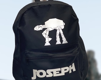 Mochila de vacaciones inspirada en Star Wars AT-AT para fanáticos de Star Wars, bolsa de viaje personalizada para niños, adolescentes y adultos, fácil de llevar.