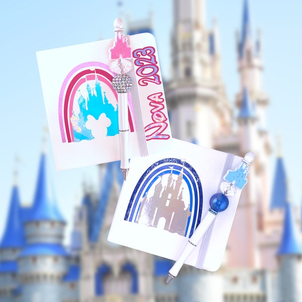 Disney Inspired Castle Personalized Autograph Book with Matching Pen | Blue Castle | Pink Castle | Personalized Autograph Book