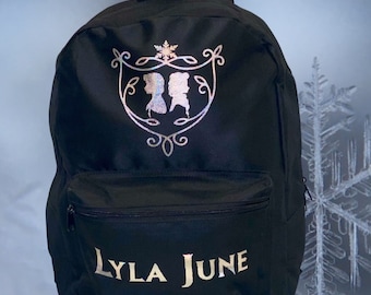 Frozen Inspired Elsa & Anna Backpack Custom Personalized Vacation Backpack School Travel 2 Pocket with Adjustable Straps Everyday School Bag