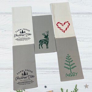 Christmas Tea Linen Hand Towels Organic Cotton