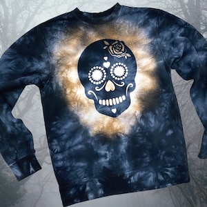 Tie Dye Skull Halloween Lightweight Crewneck Sweater/Sweatshirt