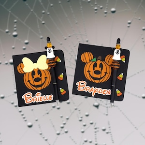 Halloween Mickey Inspired & Minnie Inspired  Personalized Autograph Book and Matching Pen Character Signature Book Mickey Not So Scary Party