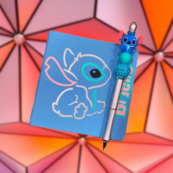 Stitch Inspired Personalized Autograph Book with Matching Pen | Disney Autograph Character Signing Book | Lilo & Stitch Inspired | Leather