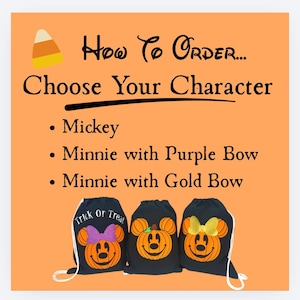 Mickey Minnie Inspired Halloween Pumpkin Personalized Drawstring Bag Cinch Bag Trick or Treat Bag Not So Scary Halloween Party Treat Bag image 3