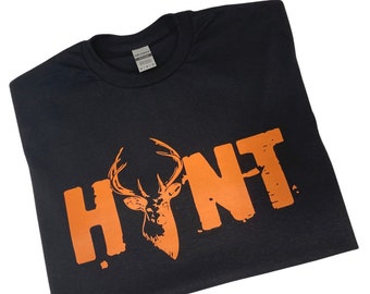 Camiseta de caza para hombre con gráfico de cabeza de ciervo / Camiseta naranja de caza para amantes de la naturaleza / Camiseta de regalo para cazadores de ciervos / Camiseta de caza de otoño