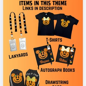 Mickey Minnie Inspired Halloween Pumpkin Personalized Drawstring Bag Cinch Bag Trick or Treat Bag Not So Scary Halloween Party Treat Bag image 9