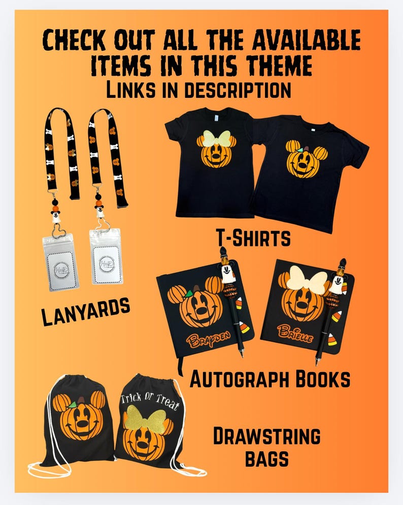 Mickey Minnie Inspired Halloween Pumpkin Personalized Drawstring Bag Cinch Bag Trick or Treat Bag Not So Scary Halloween Party Treat Bag image 9