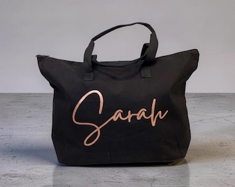 Personalized Canvas Zippered Bag for Bachelorette Weekend Girl’s Trip Custom Tote Unique Gift