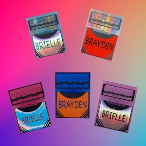 Caja de crayones personalizada con nombre, estuche personalizado, crayones incluidos, recuerdo de regreso a clases para niños, recuerdo de fiesta, regalo para el aula, calcetín navideño