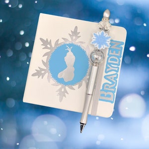 Frozen Olaf Snowman Inspired Personalized Autograph Book with Matching Pen Character Signature Book Disney Cruise Photo Sketchbook