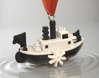 Steamboat Willie Inspired Christmas Ornament • Vintage Cartoon Black & White Holiday Decoration • Retro Steamboat Replica