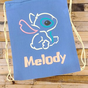 Stitch Inspired Custom Drawstring Bag Lilo and Stitch Backpack for Kid Disney Stitch Gym Bag Cute Alien Travel Sack Kawaii Stitch Gift Bag