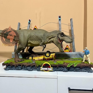 Handmade Jurassic Park Diorama: T-Rex Statue Figurine