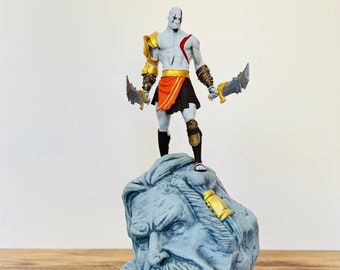 Diorama de Kratos e Zeus, Colecionável de God of War, Estátua de Kratos, Figura Artesanal de Videogame, Decoração de Mitologia Grega, Presente para Gamers