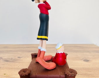 手作りポパイ漫画フィギュアセット：ヴィンテージオリーブ＆ブルータス