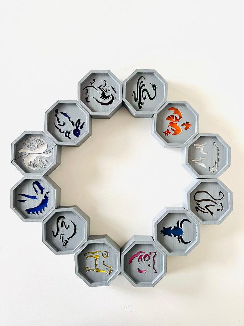 12 Magic Talismans Set, Handmade Adventure Charms, 6x6cm Collector