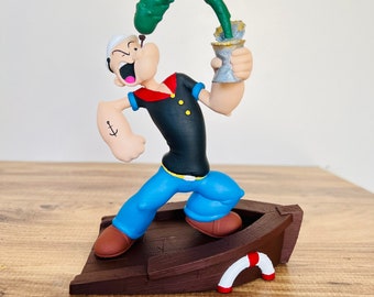 手作りポパイ漫画フィギュアセット：ヴィンテージオリーブ＆ブルータス