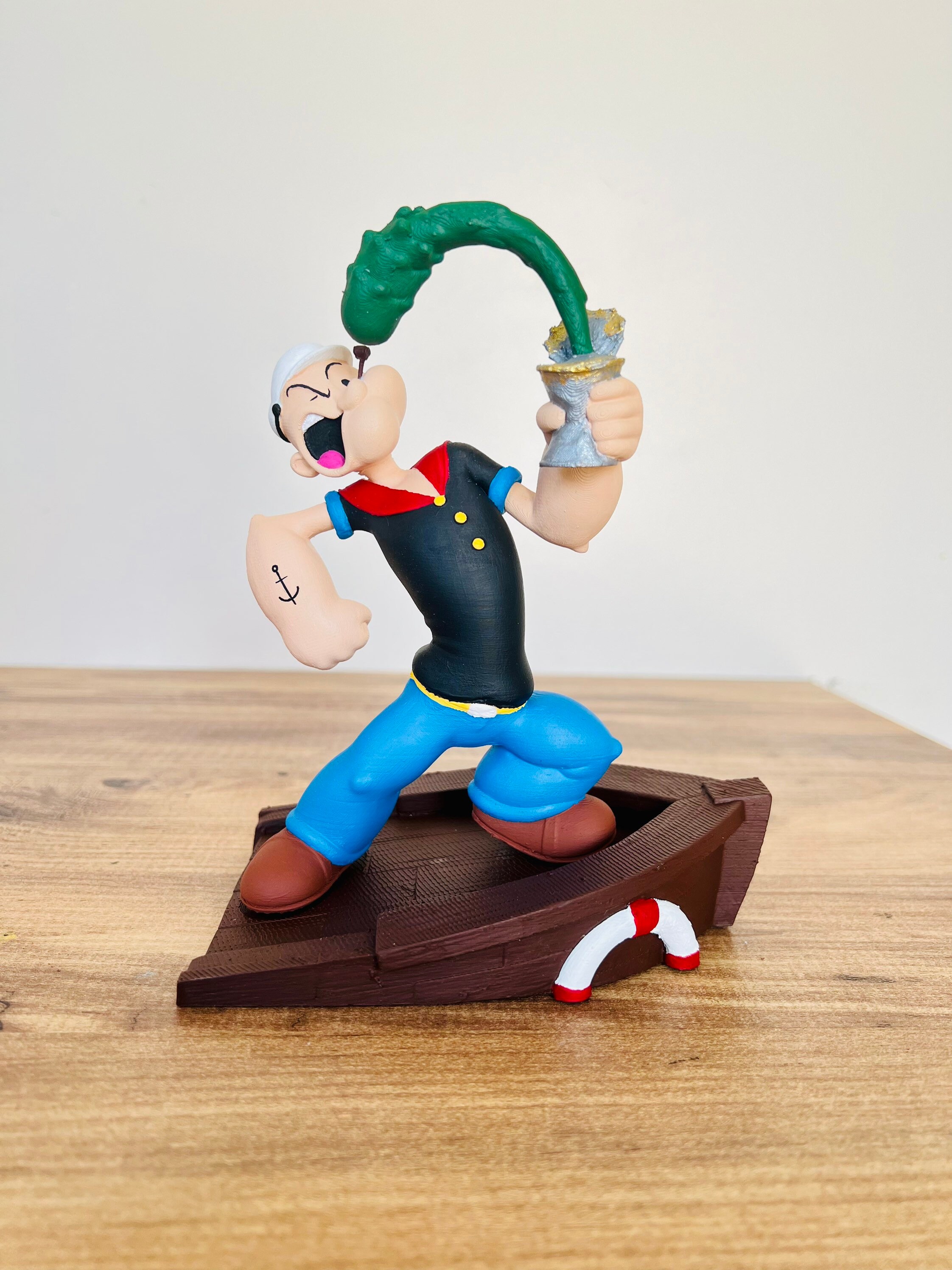 手作りポパイ漫画フィギュアセット：ヴィンテージオリーブ＆ブルータス