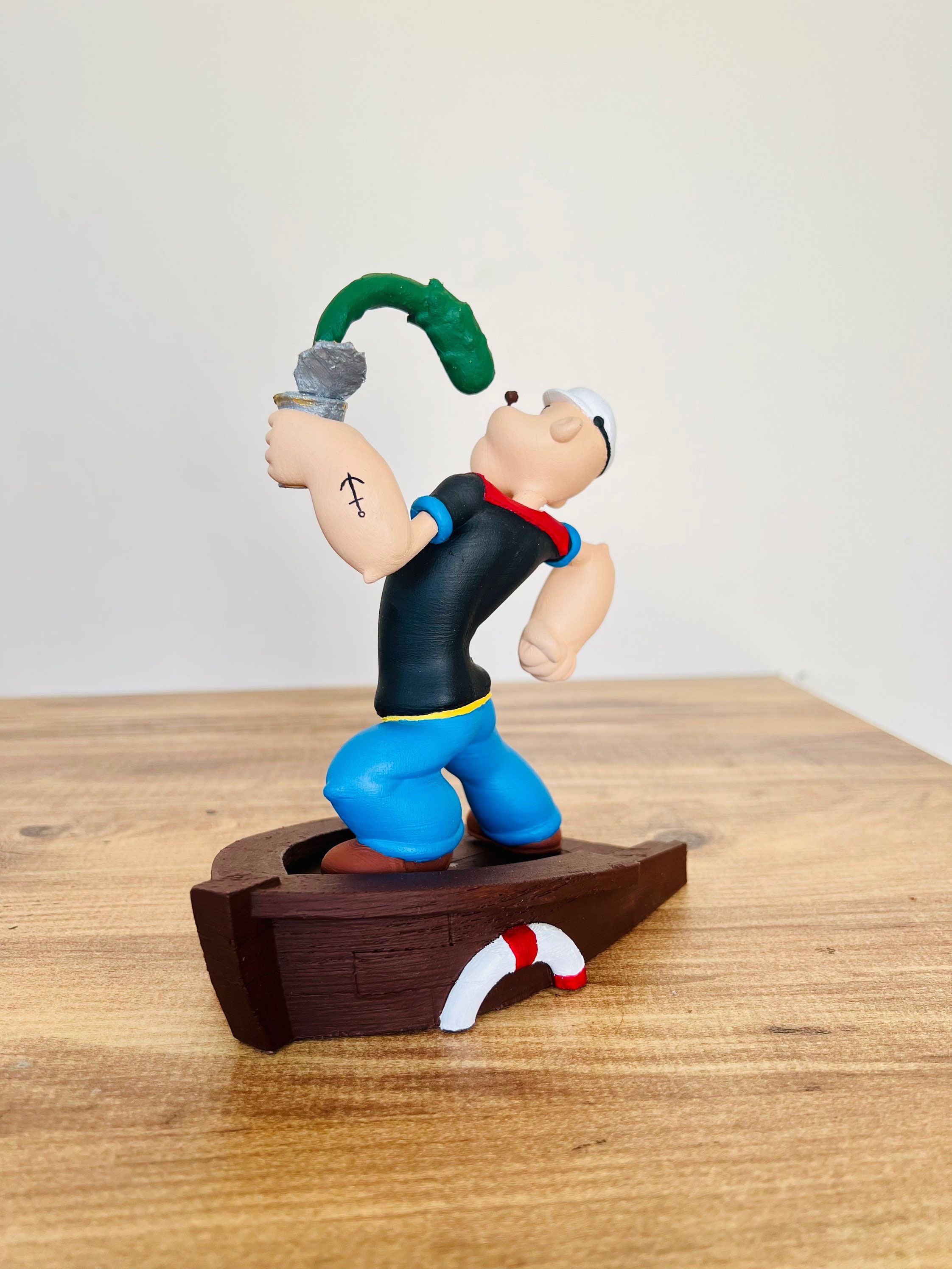 手作りポパイ漫画フィギュアセット：ヴィンテージオリーブ＆ブルータス