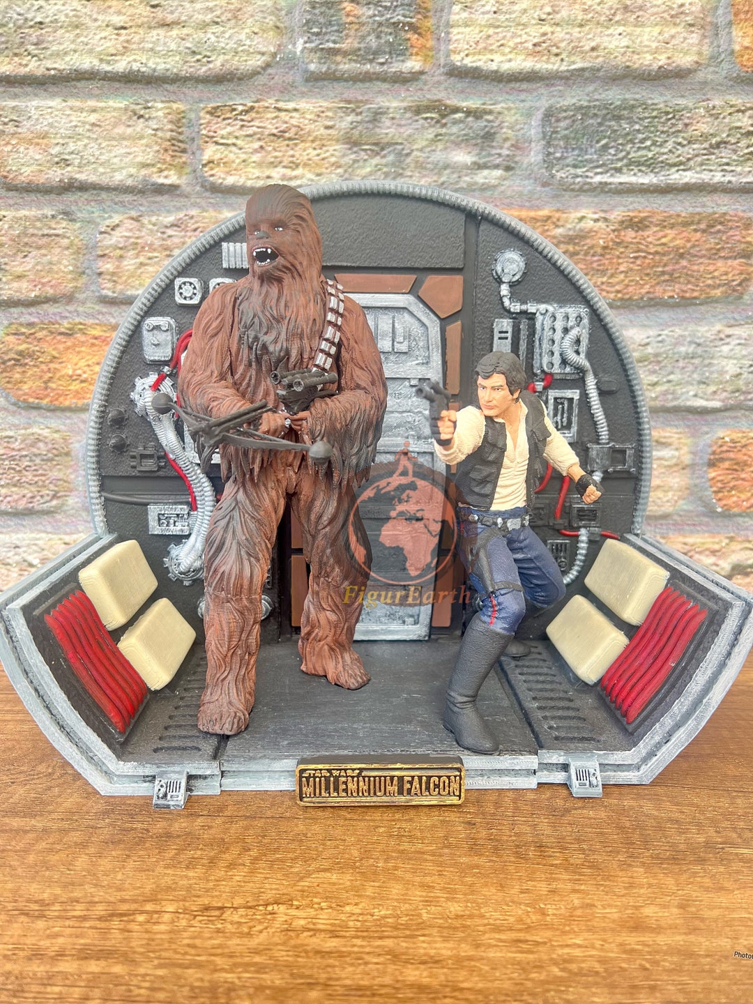 1977年 STAR WARS ハンソロ＆チューバッカ 大型缶バッジ 当時物 ハン・ソロ & チューバッカ スター・ウォーズ ジオラマ スタチュー